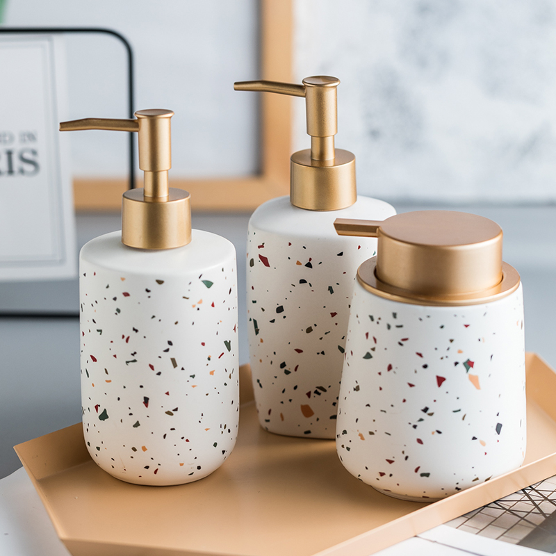 ins Ceramic Hand Sanitizer Storage Bottle Terrazzo Pattern