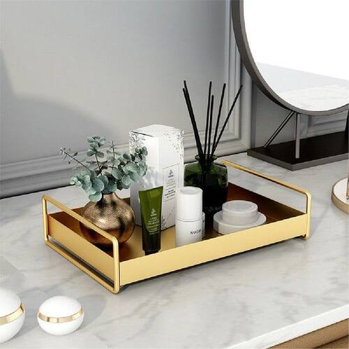 Storage Tray Organizer with Handles Golden Decorative