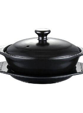 Black Enameled Claypot Rice Ceramic Casserole Cooking Pot