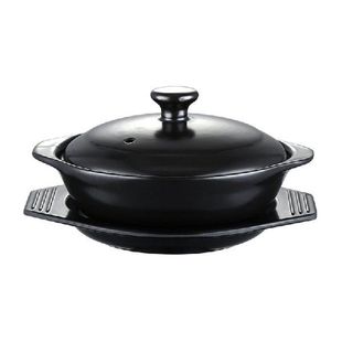 Black Enameled Claypot Rice Ceramic Casserole Cooking Pot