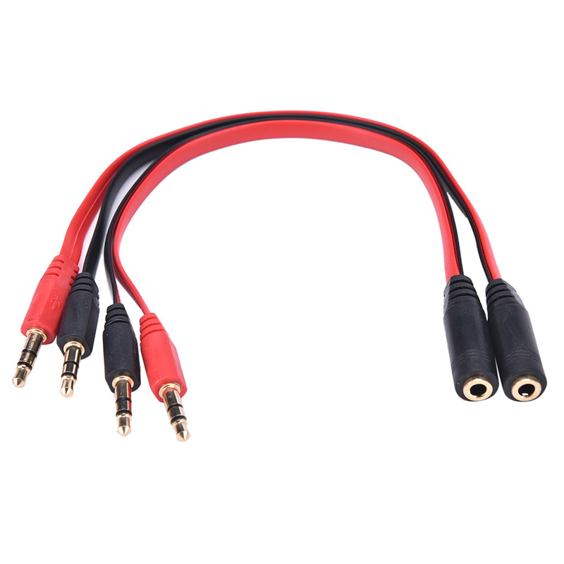 3.5mm AUX Audio Mic Splitter Cable Earphone Headphone Adapte