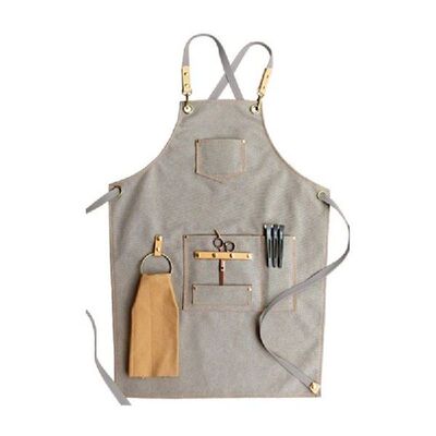 Chef Apron Cotton Canvas Cross Back Adjustable Apron with