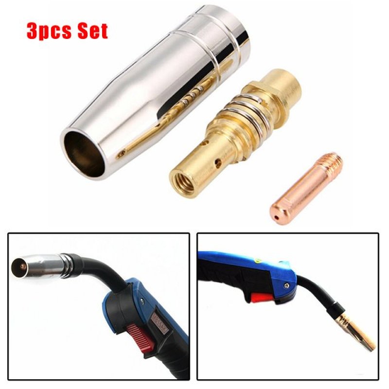 3pcs/Set CO2 MIG Welding Torch Air Cooled MB 15AK Contact Ti
