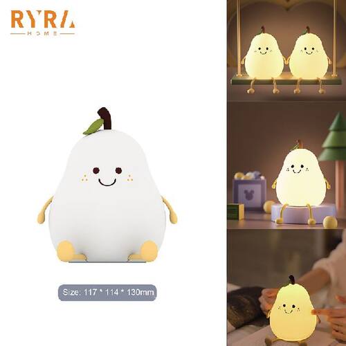 LED Cute Night Light USB Pear Fruit Shape Timing 7 Color