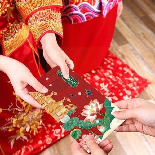 Chinese Style Lucky Money Bag Cloth Floral Red Envelope