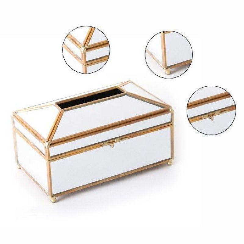 luxury european style practical mirror glass tissue box