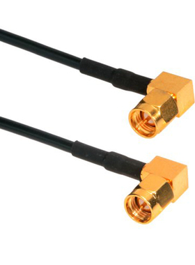 Black + gold RG174 SMA Coaxial Cable, 50 Ohm, SMA Right Angl