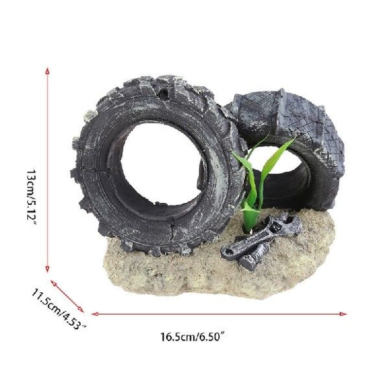 Artificial Polyresin Ornaments Tyre Decorations Betta Fish