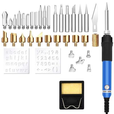 37PCs Wood Burning Pyrography Pen Kit,EU Plug 60W Temperatur