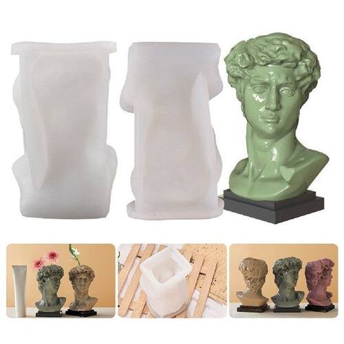 Silicone David Head Vase Molds DIY Gypsum Mold Pen Holder