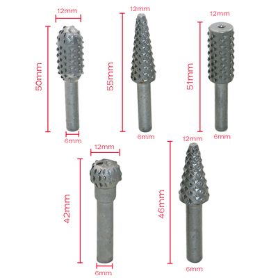 5pcs HSS Power Tools Rasp Chisel Shaped Rotating Embossed Gr