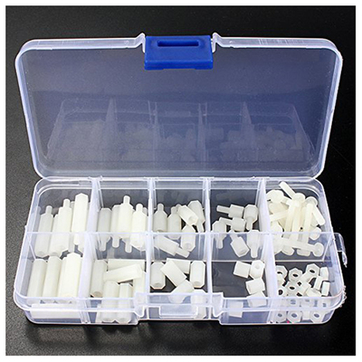 88pcs M3 Nylon White M-F Hex Spacers Screw Nut Assortment Ki