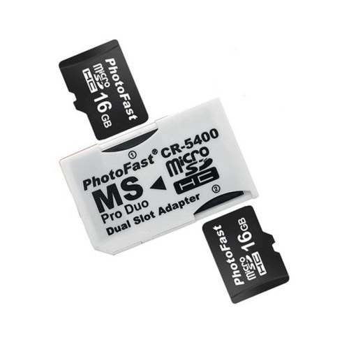 2 Slot Card Reader Micro SD TF to Memory Stick MS Pro Adapte