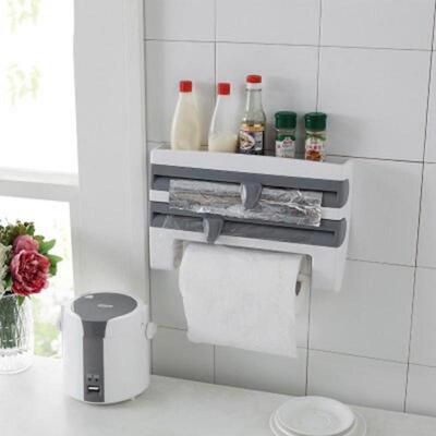 Wall-Mount Paper Towel Holder Sauce Bottle Rack 4 In 1 Film