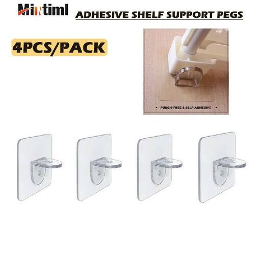 4pcs Shelf Support Adhesive Pegs Wall Hanger Sticker Closet