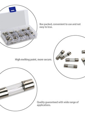 100pcs Blow Glass Tube Fuses Set Glass Fuse With Box 0.25/0.