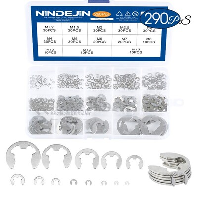290pcs/set E clip circlip washer assortt kit 304 stainless s