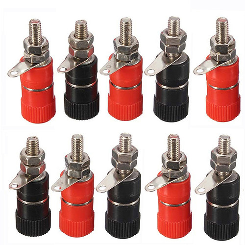 10pcs Red + Banana Socket 4mm Copper Nickel Plated Binding P