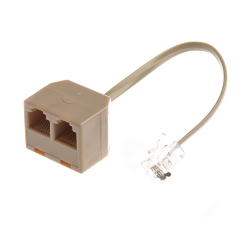 Telephone RJ11 Male Line to Double RJ11 Female Jack Filter S