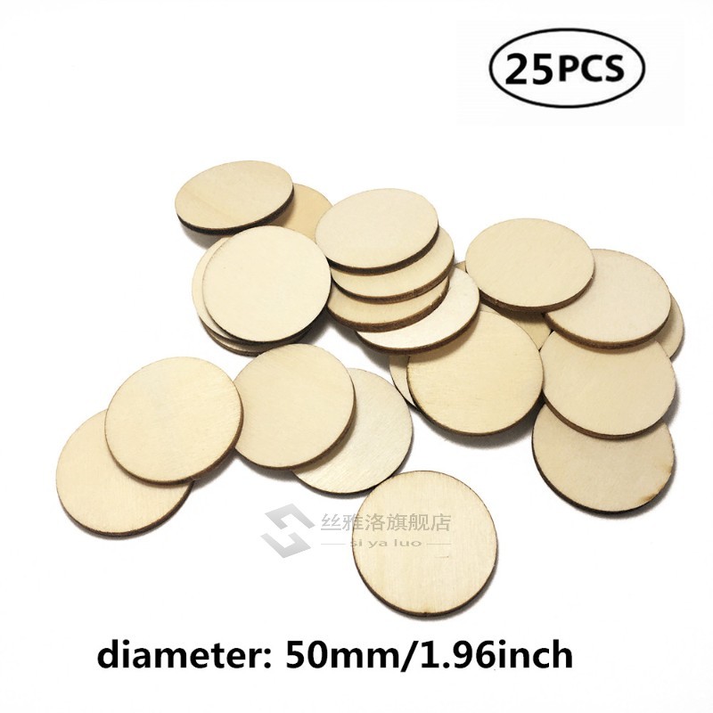 10-80mm Wood Disks Crafts Log Slices Discs Cutout Circle Rou