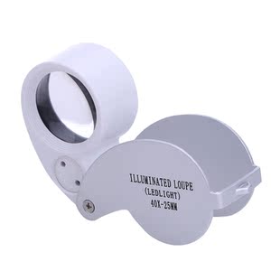 25mm 40x Jewelry Jade Magnifier Loupe Pocket Fold LED Magnif