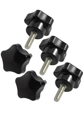 5 Pcs 6mm Dia Male Thread Five Pointed Star Knob Replacement