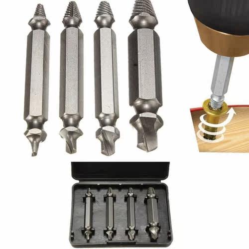 4PcsRemover Broken Bolt  Easy Out StudScrew Extractor Drill