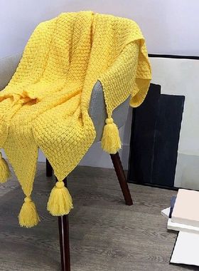 Nordic Knitted Blanket Travel Blanket Grey Khaki Sofa Throw