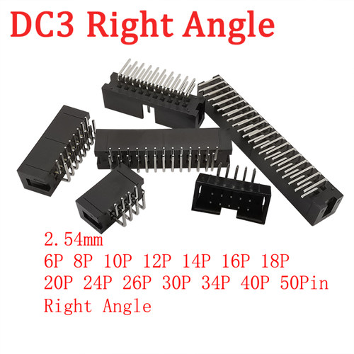 10Pcs DC3 2.54mm 6/8/10/14/16/20/26/30/34/40/50 Pin Right An