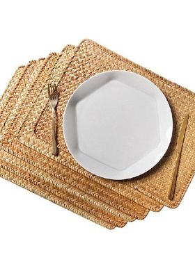 Kitchen Mat Woven Placemats Set Of 6,Natural Seagrass Heat