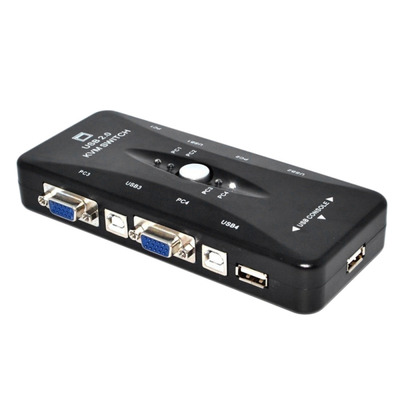 USB 2.0 KVM 4 Port SVGA VGA Keyboard Mouse Switch Box Monito