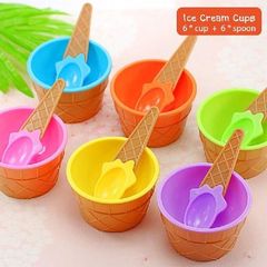 6PCS Plastic Ice Cream Cups With Spoons Festive Dessert