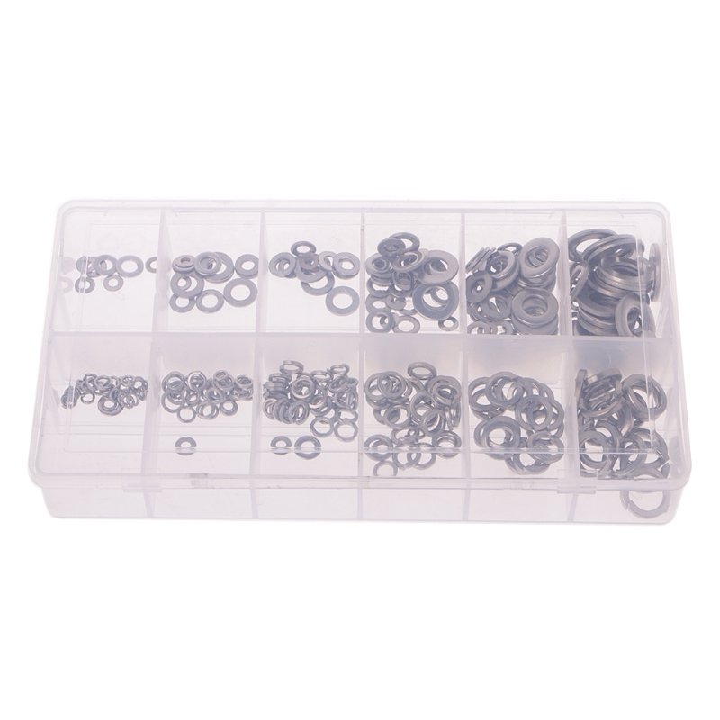 350PCS Washers Assortment Set W/Fla+Spring/LockType For Hard