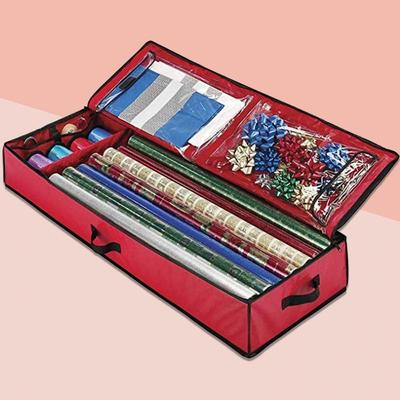 Red  Convenient Premium Wrapping Paper Storage Bag