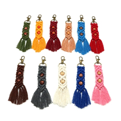 Hot 11 Pieces Mini Macrame Keychains Boho Macrame Bag