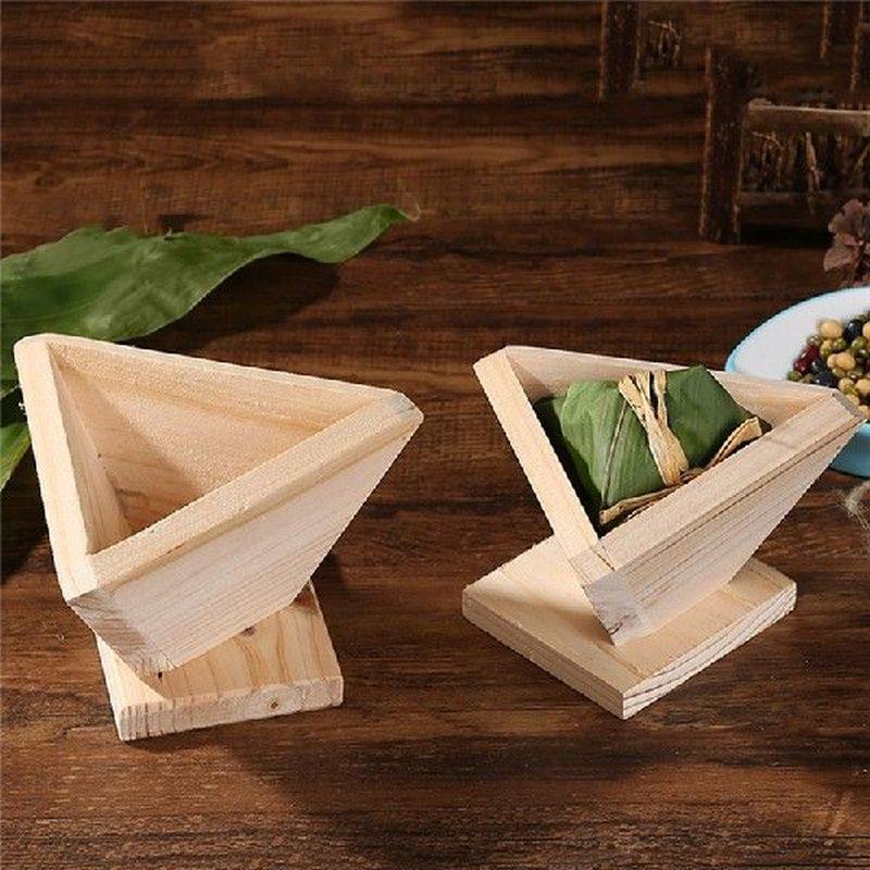 wooden triangular rice ball sushi dumpling mould diy tools