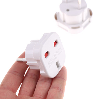 2 pcs UK To EU Plug Adapter Socket Plug Converter Travel Ele