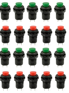 20 Pcs 1.2inch Thread Green & Red Cap SPST Latching Type