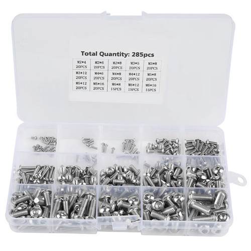 285pcs M2 M3 M4 M5 M6 Machine Screws Set Fasteners for Lapto