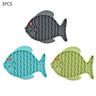 3Pcs Dog Peanut Butters Lick Pad Mat Bath Suction Bowl Pet