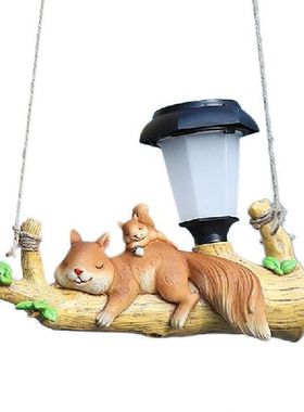 LED Solar Lamp Squirrel Sloth Hanging Lamp Garden Resin