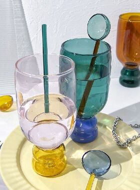 350ml Contrast Color Cup and Spoon Set Hand Blown High Tempe
