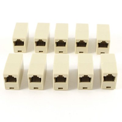 10 Pcs RJ45 8P8C Double Ports Female Plug Telephone Connecto