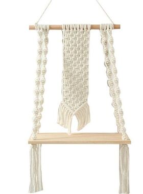 Macrame Wall Hanging Tapestry Shelves Wooden Wall Shelf