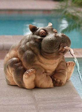 New Dropshipping Hippo Decor Pond Spitter Statue Hippo