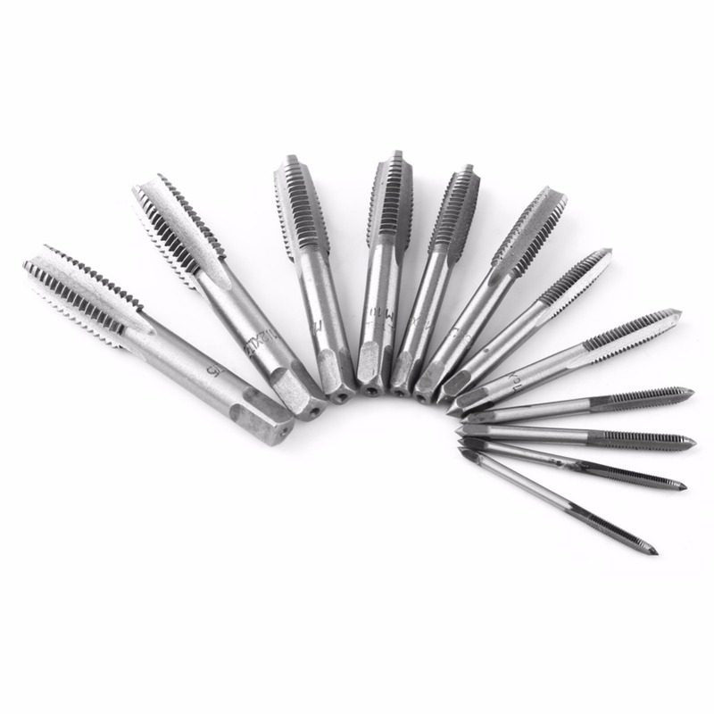 12pcs thread taps drills set metric straight flutes taps m3