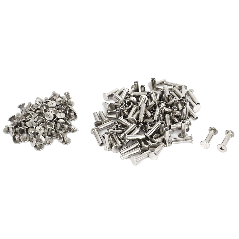 100 set Scrapbook Nickel Plated 5mmx18mm Binding Screw Post