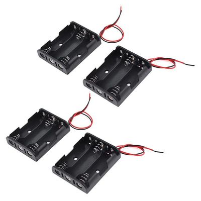 4 pieces with cable 3 x 1.5 V holder AA storage box black