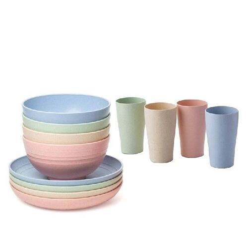 Hot-Wheat Straw Dinnerware Sets,Unbreakable Reusable