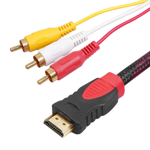 Universal 1.5m HDMI-Compatible to 3RCA Socket Audio Video AV